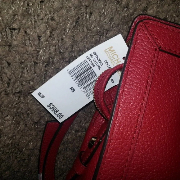 MICHAEL KORS-Collins-Red Leather Satchel w/Shoulder Strap-NEW WITH TAGS - Picture 3 of 8